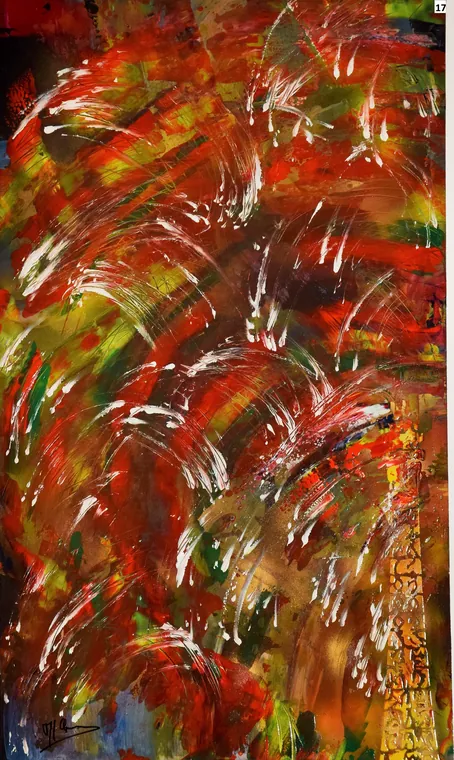 Tableau abstrait contemporain portrait - Majuwa (Michèle Quil), artiste peintre à Villers-lès-Nancy