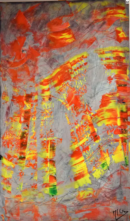 Tableau abstrait contemporain portrait - Majuwa (Michèle Quil), artiste peintre à Villers-lès-Nancy